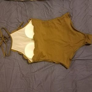 unknown Swim - Olive Scalloped One Piece unknown Swim - Olive Scalloped One Piece